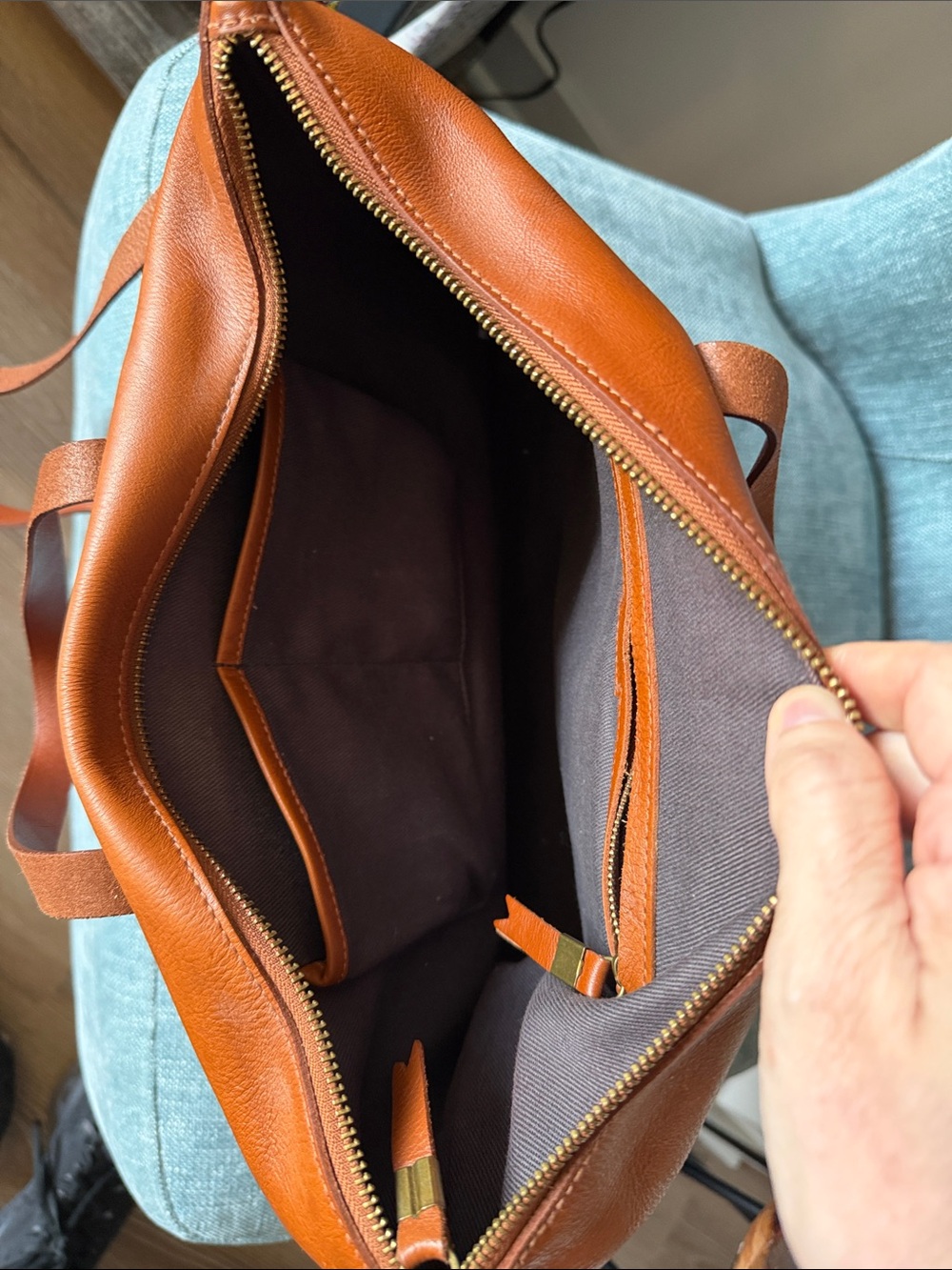 Madewell’s Leather Zip Transport Tote in Cognac Brown - Women Bags - Picture 2 of 4